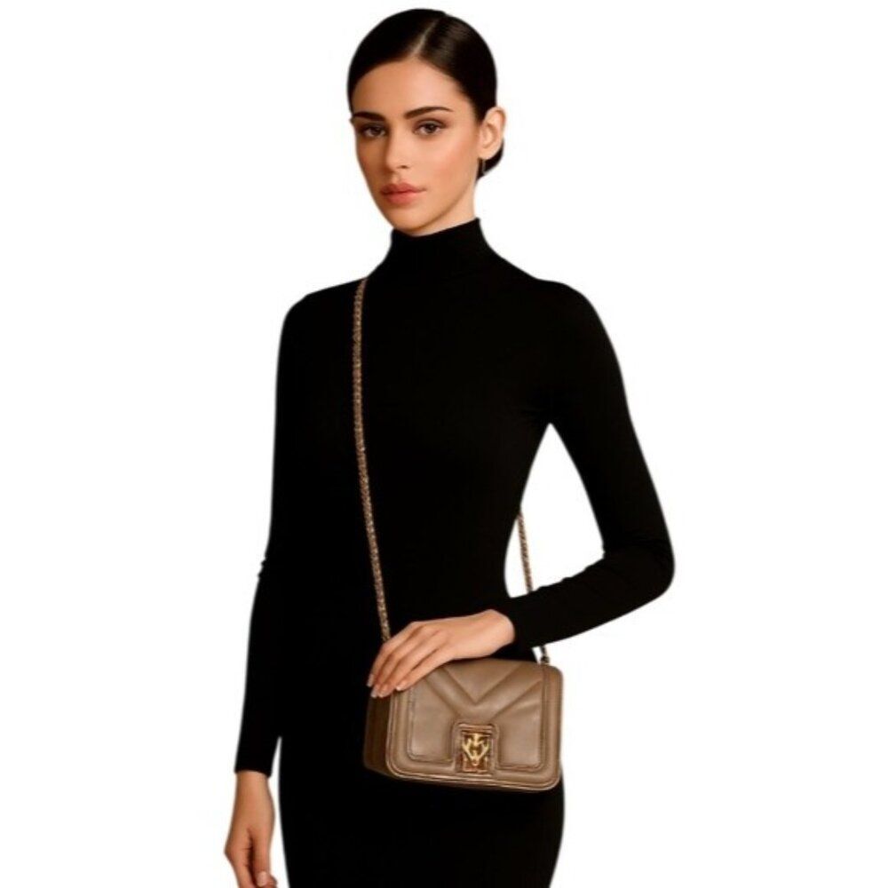 Badgley Mischka Crossbody Shoulder CLUTCH Evening Bag Taupe Women's Woman's